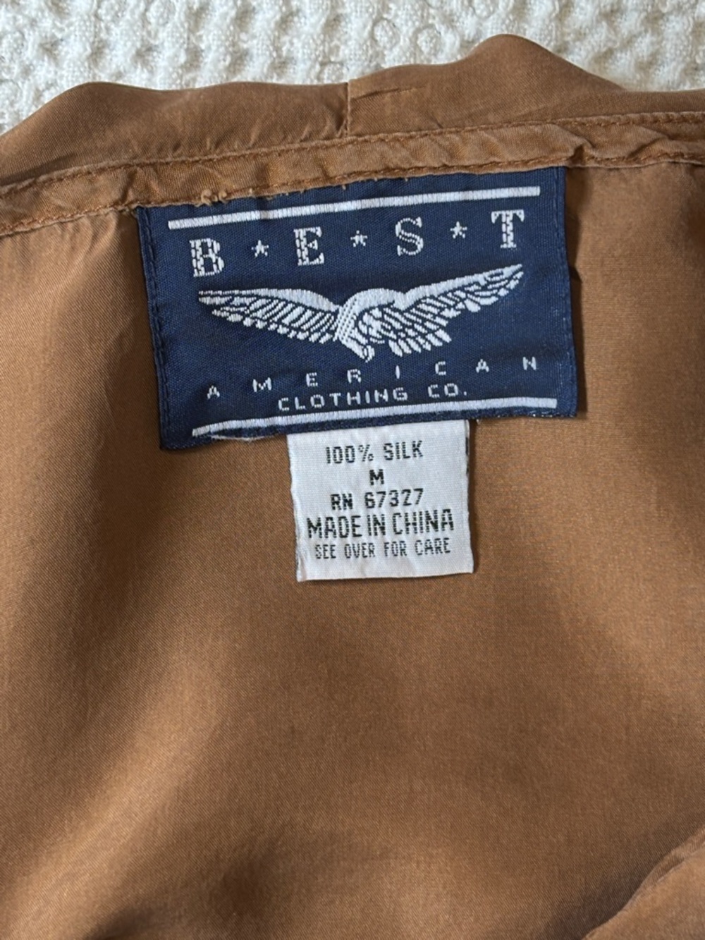 100% Silk Elegant Brown Ruffle Blouse, Best American Clothing Co., EUC, Medium - Picture 8 of 15